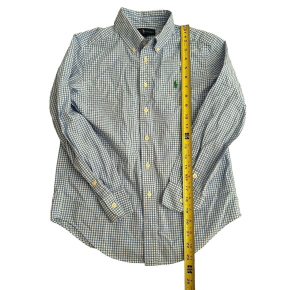Ralph Lauren Boys Blue Gingham Check Long Sleeve Button Down Size Medium 10/12 - Picture 4 of 6